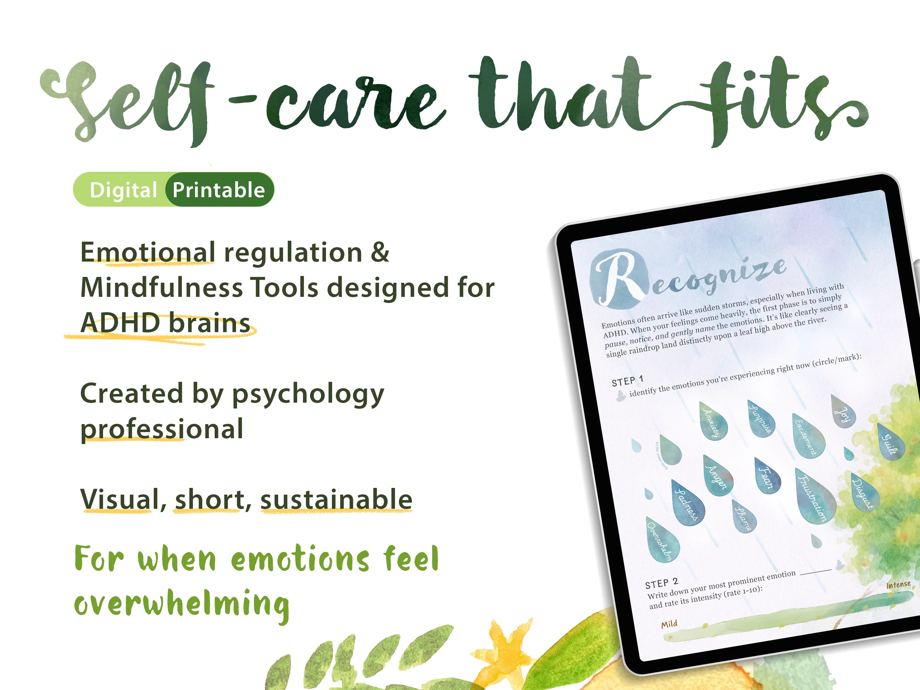 RAIN Journey workbook page 2 - visual mindfulness practice for ADHD