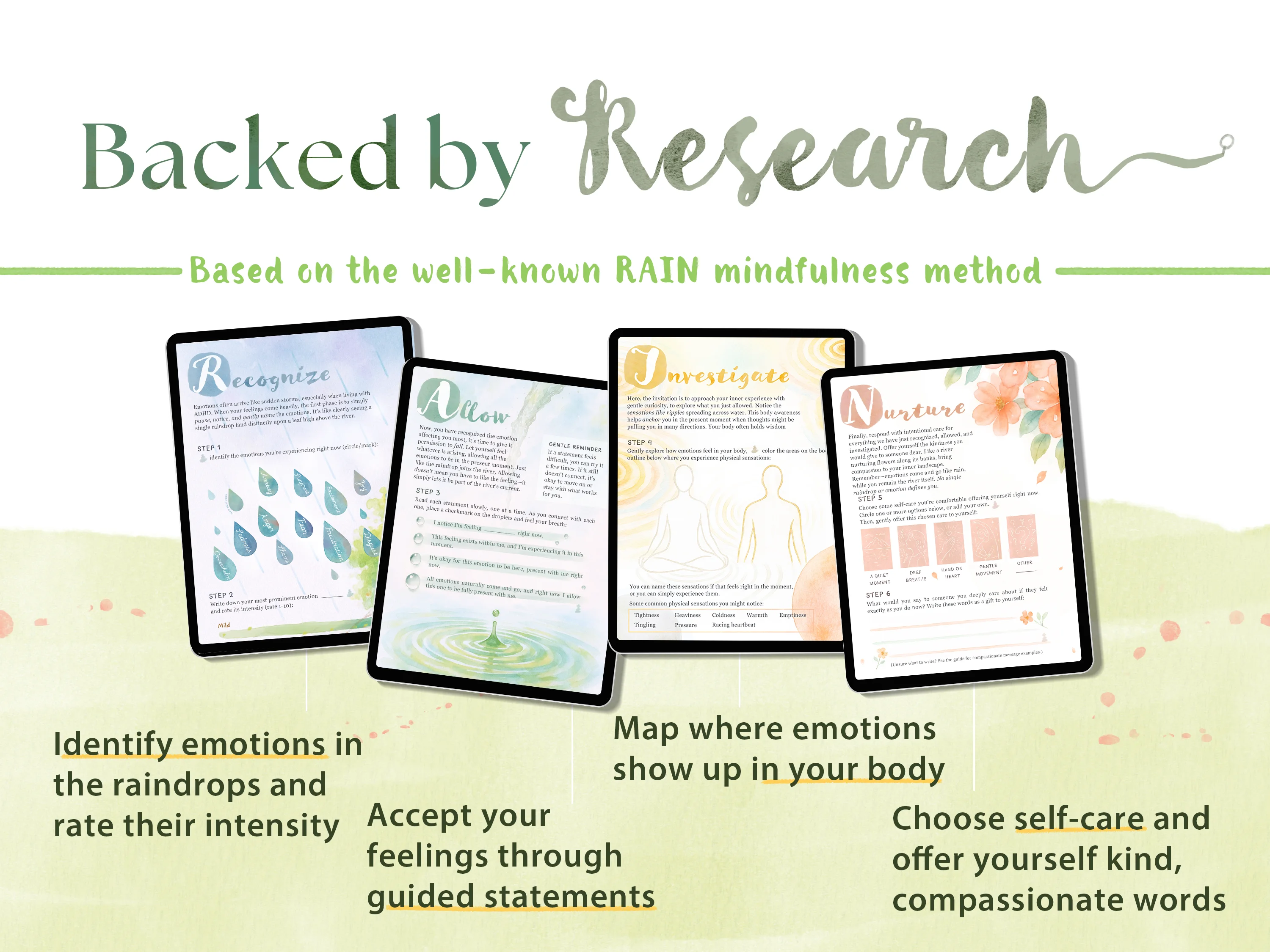 RAIN Journey workbook page 3 - visual mindfulness practice for ADHD