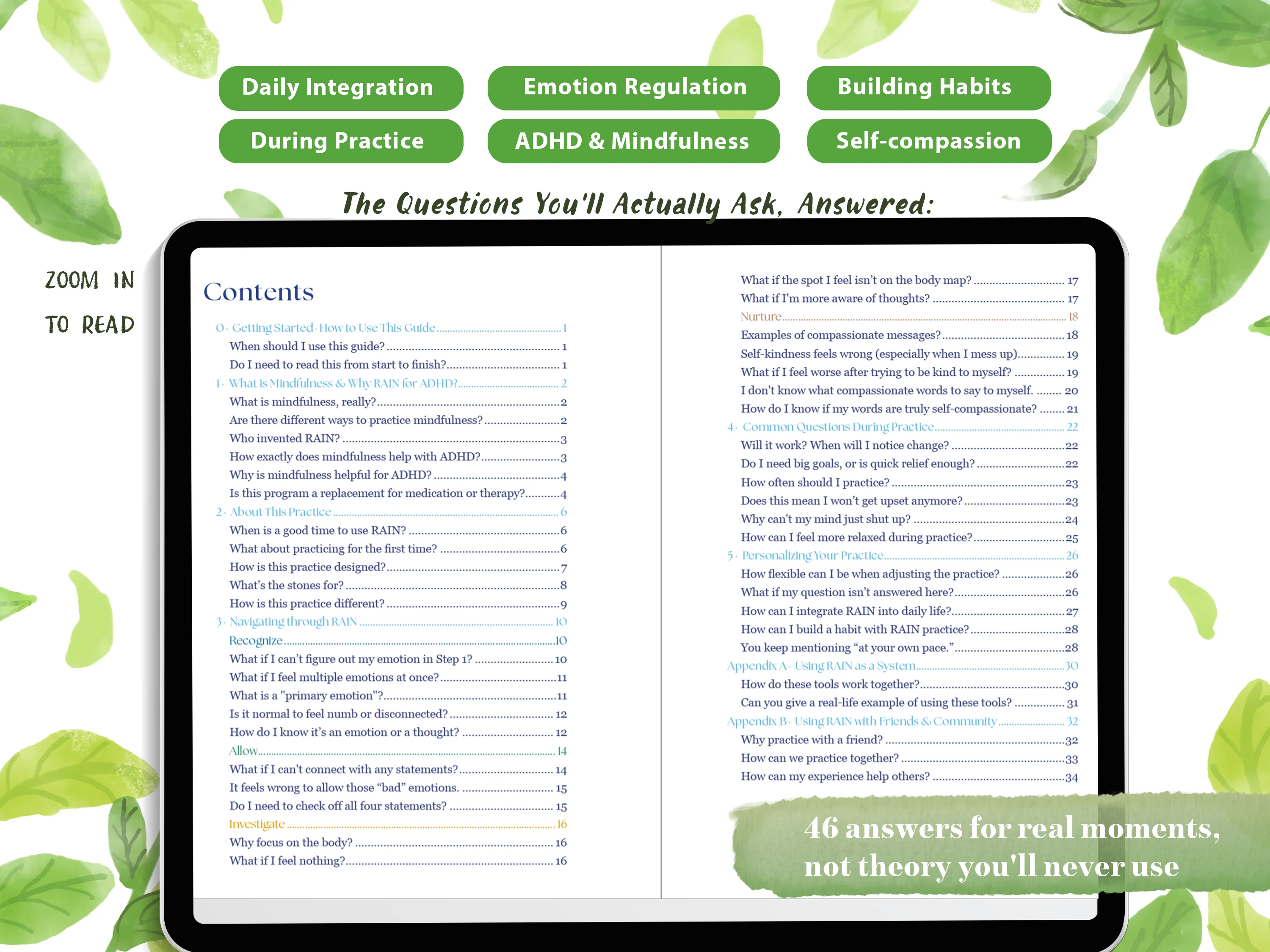 RAIN Journey workbook page 7 - visual mindfulness practice for ADHD